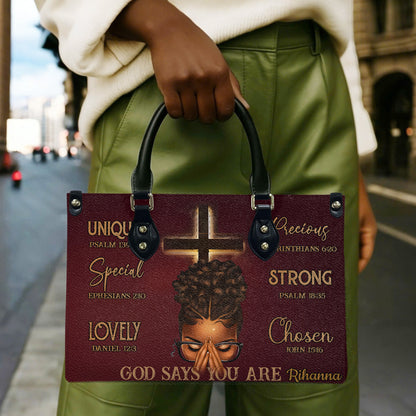 God Says You Are (Maroon) - Personalized Leather Handbag YA1-Ha