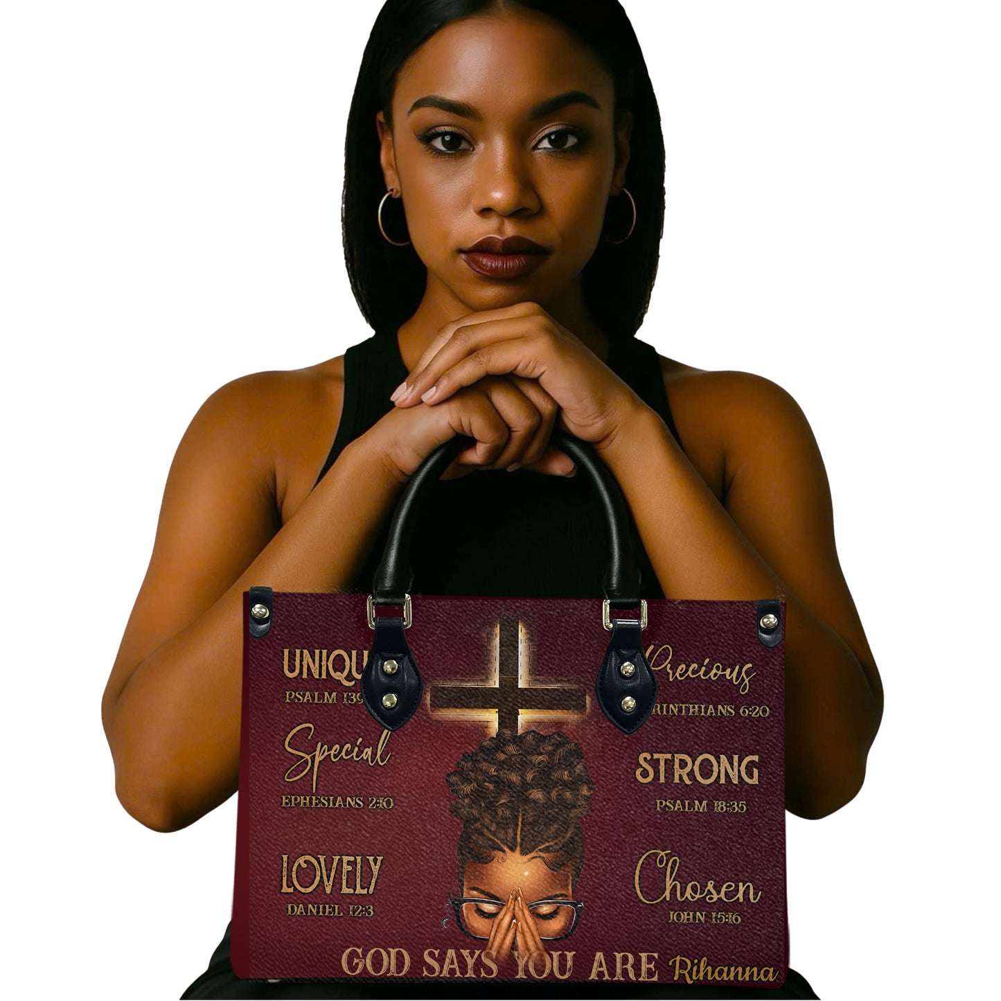 God Says You Are (Maroon) - Personalized Leather Handbag YA1-Ha
