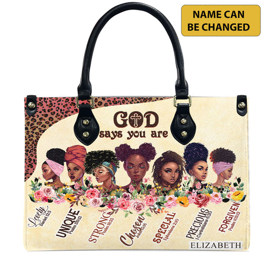 God Says You Are (Cream) - Personalized Leather Handbag YA2-Ha