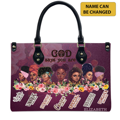 God Says You Are (Purple) - Personalized Leather Handbag YA2-Ha