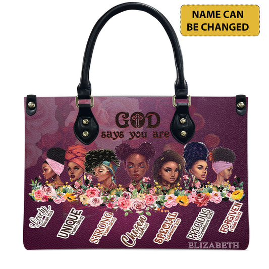 God Says You Are (Purple) - Personalized Leather Handbag YA2-Ha