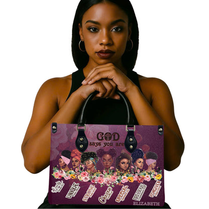 God Says You Are (Purple) - Personalized Leather Handbag YA2-Ha