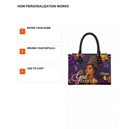 Personalized God Says I Am – V1 Leather Handbag — D12 product image