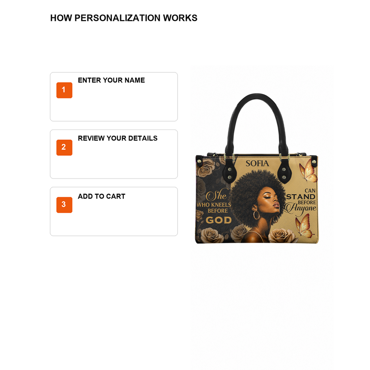 Personalized She Who Kneels Before God – V1 Leather Handbag — D12 product image