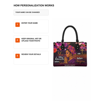 Personalized She Who Kneels Before God – V2 Leather Handbag — D12 product image