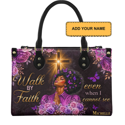 Personalized Walk By Faith Leather Handbag — D01 product image
