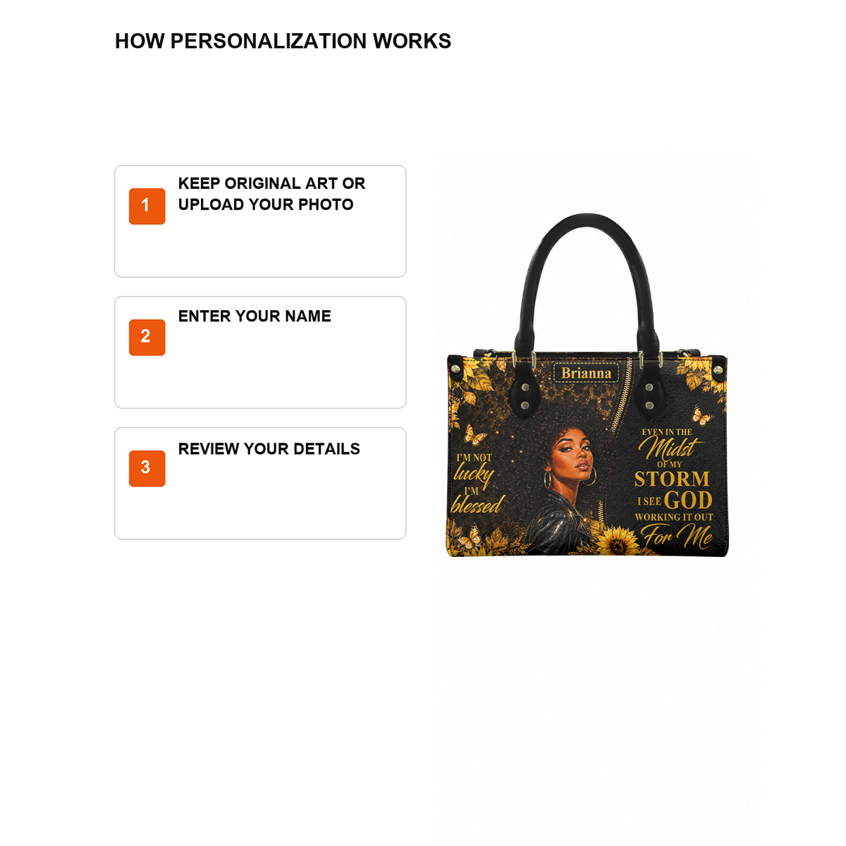 Personalized God Is Working It Out – V1 Leather Handbag — D12 product image