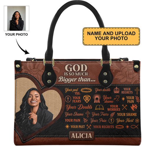 Personalized God Is Bigger Than Leather Handbag