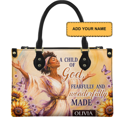 Personalized A Child Of God – V1 Leather Handbag — D01 product image