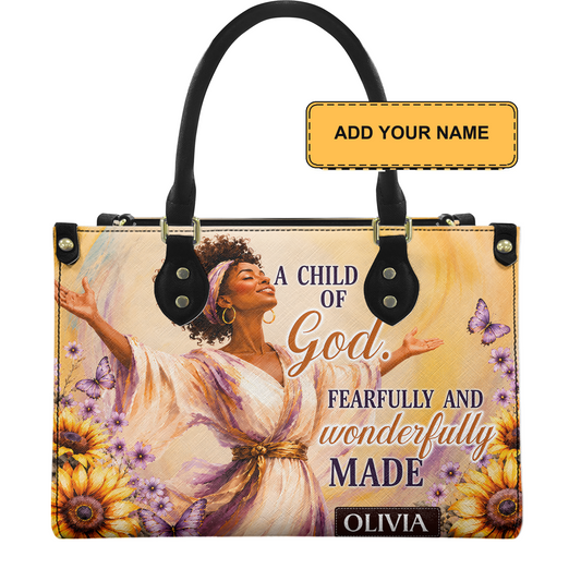 Personalized A Child Of God – V1 Leather Handbag