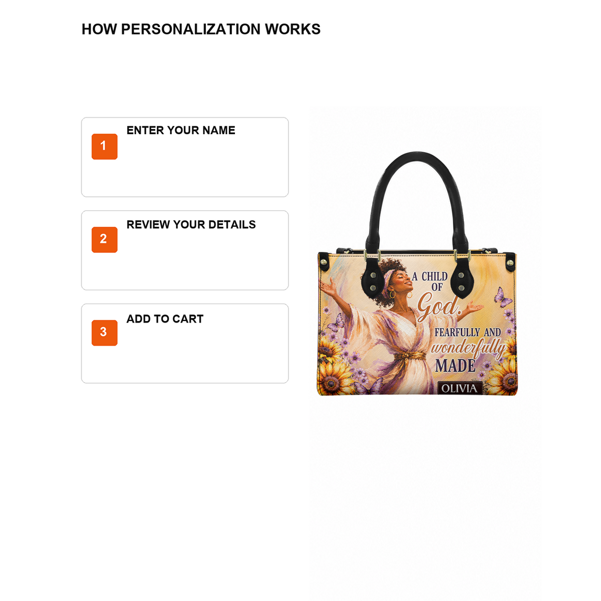 Personalized A Child Of God – V1 Leather Handbag — D12 product image