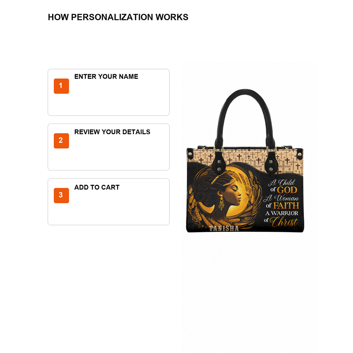 Personalized A Child Of God – V2 Leather Handbag — D12 product image