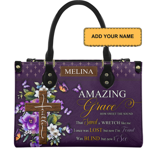 Personalized Amazing Grace Leather Handbag