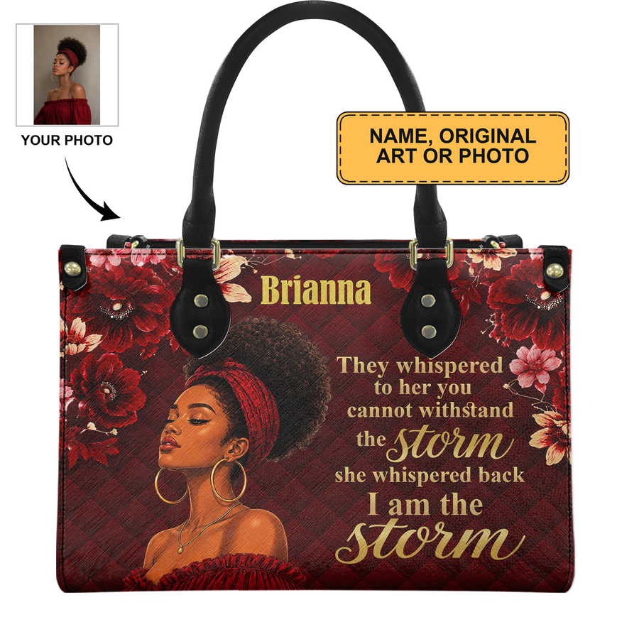 Personalized I Am The Storm – V1 Leather Handbag