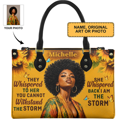 Personalized I Am The Storm – V2 Leather Handbag — D13 product image