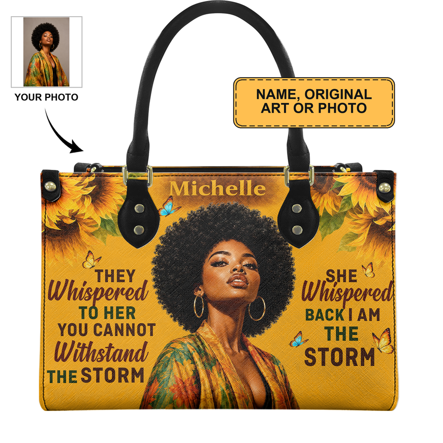 Personalized I Am The Storm – V2 Leather Handbag