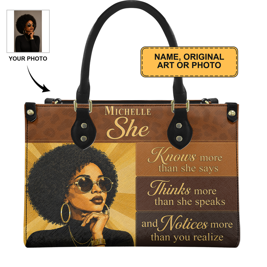 Personalized She Knows – V1 Leather Handbag