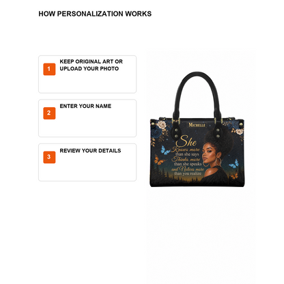 Personalized She Knows – V2 Leather Handbag — D12 product image