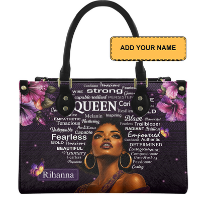Personalized Queen Affirmation Leather Handbag — D01 product image