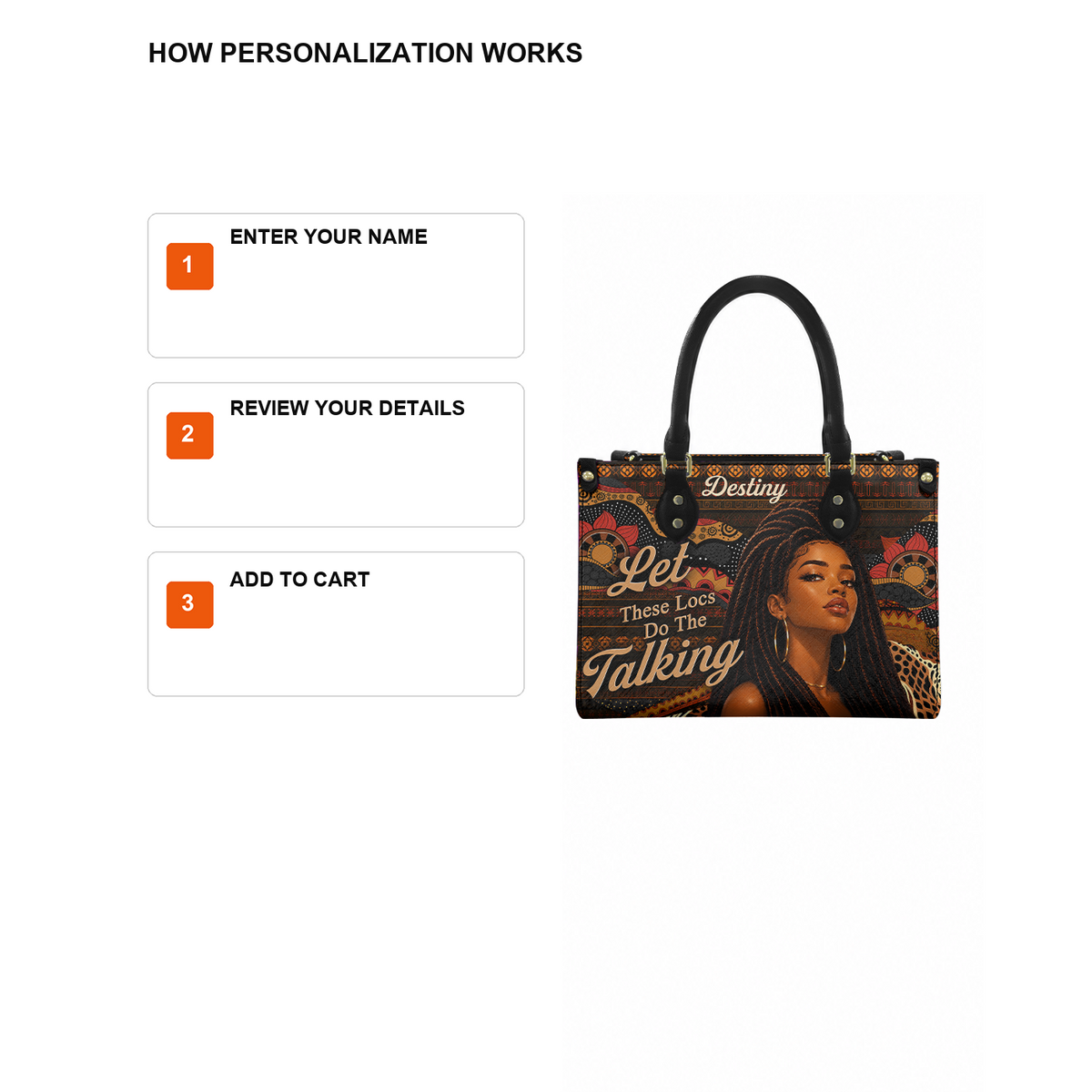Personalized Let These Locs Do The Talking Leather Handbag — D12 product image
