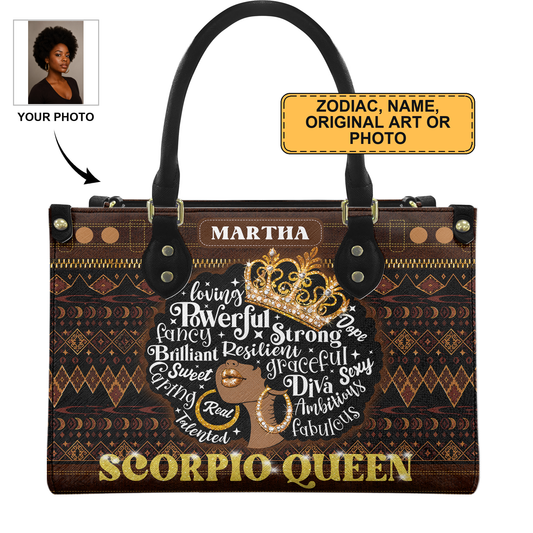 Personalized Zodiac Queen – V2 Leather Handbag