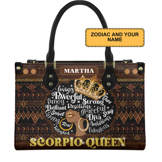 Personalized Zodiac Queen – V2 Leather Handbag