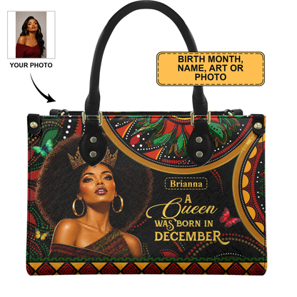 Personalized Birth Month Queen – V1 Leather Handbag — D13 product image