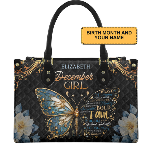 Personalized Birth Month Girl Leather Handbag