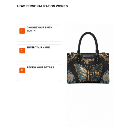 Personalized Birth Month Girl Leather Handbag — D12 product image