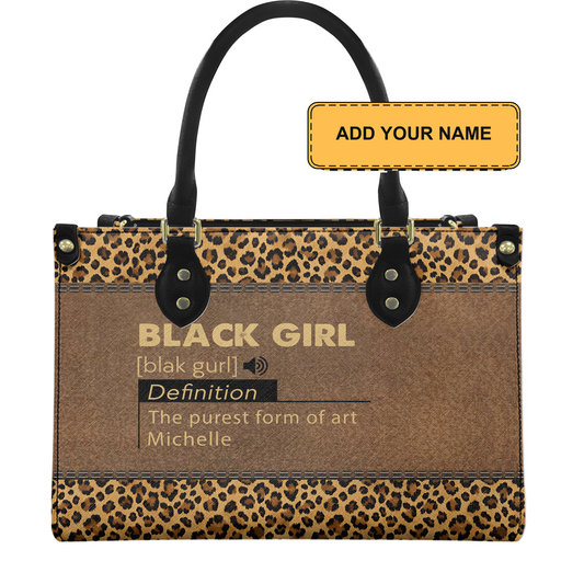 Personalized Black Girl Definition – Leopard Leather Handbag