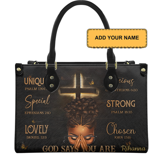 Personalized God Says You Are Leather Handbag