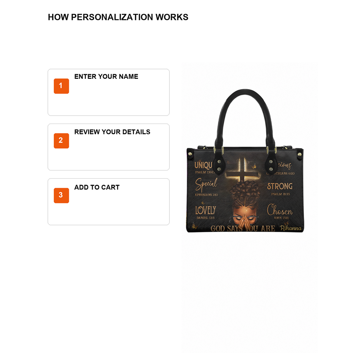 Personalized God Says You Are Leather Handbag — D12 product image