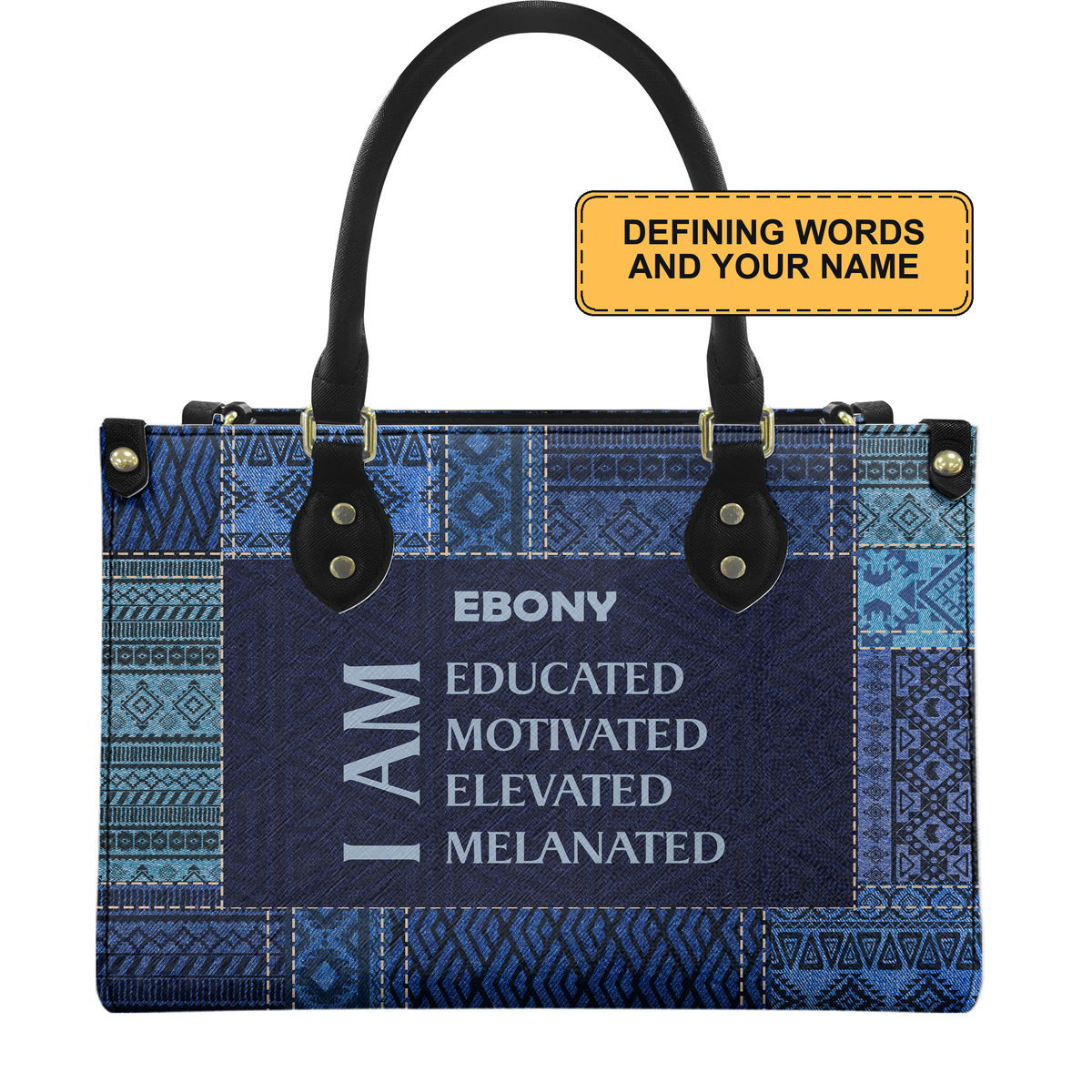 Personalized I Am Educated, Motivated, Elevated & Melanated Leather Handbag — D09 product image