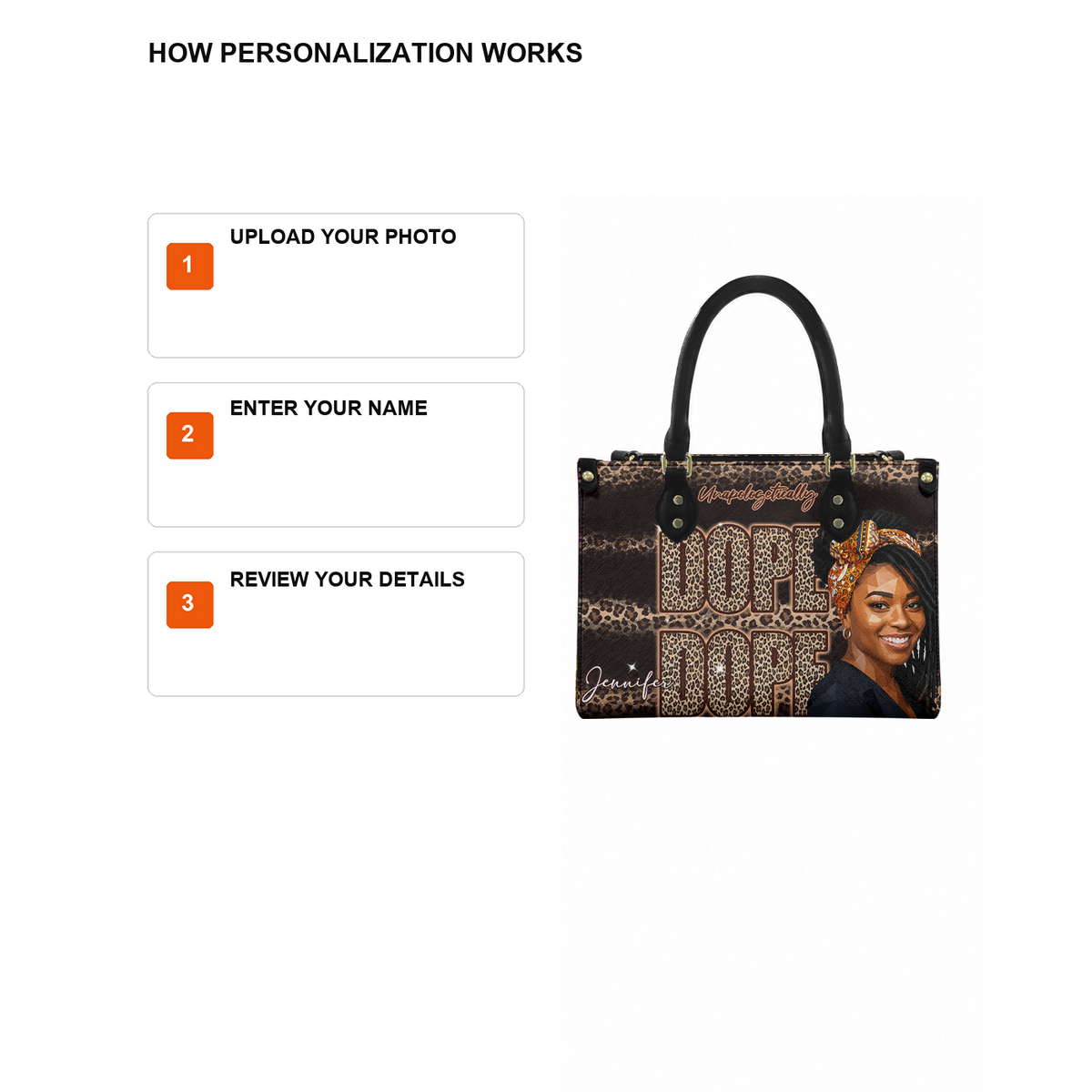 Personalized Unapologetically Dope Leather Handbag — D12 product image