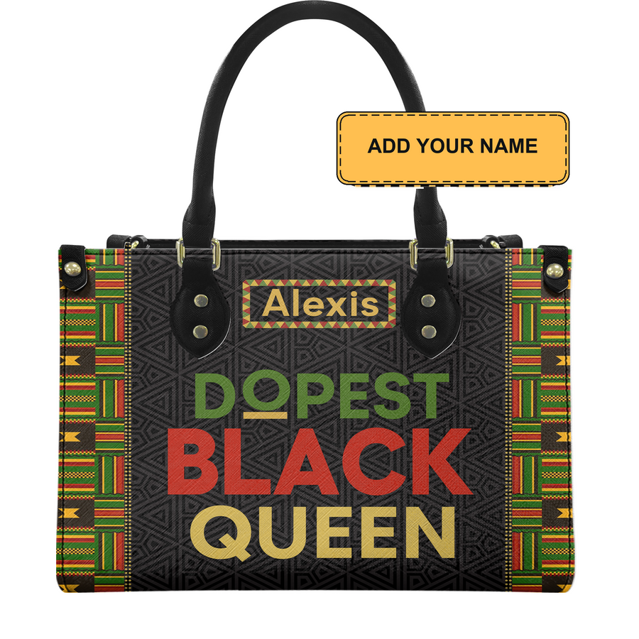 Personalized Dopest Black Queen Leather Handbag