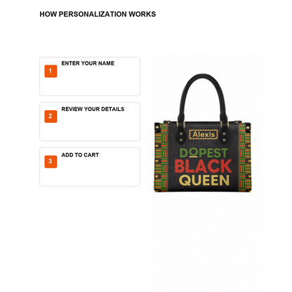Personalized Dopest Black Queen Leather Handbag — D12 product image