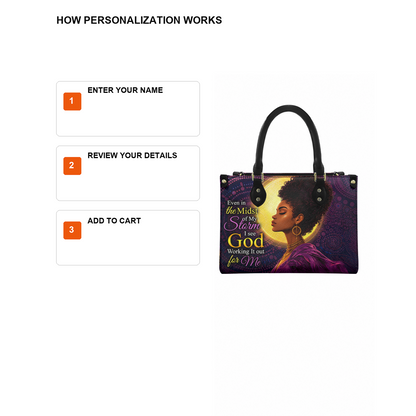 Personalized God Is Working It Out – V2 Leather Handbag — D12 product image