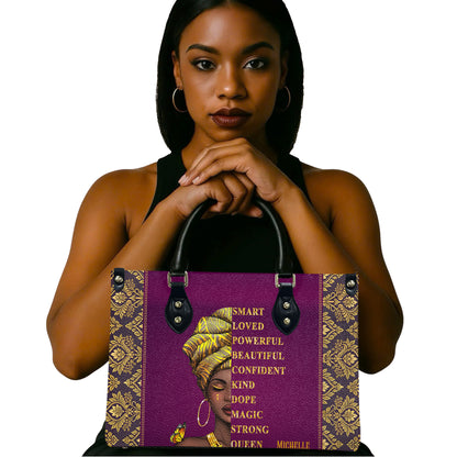 I Am (Pink Purple) - Personalized Leather Handbag YA1-Ha