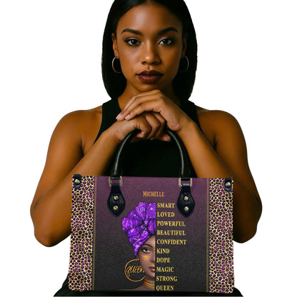 I Am (Purple) - Personalized Leather Handbag YA1-Ha
