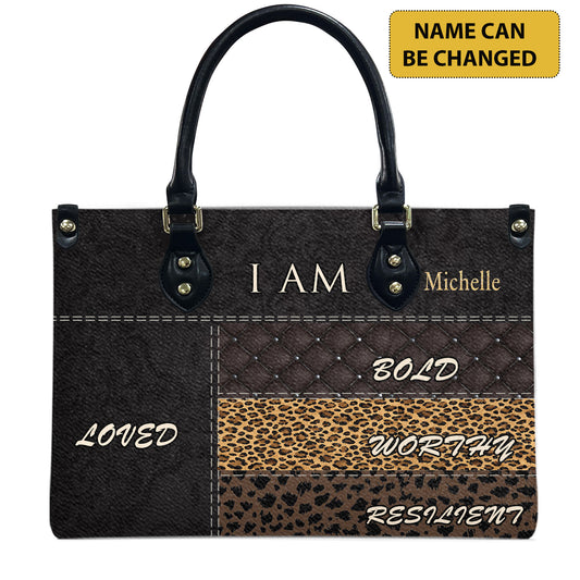 I Am (Black Brown ) - Personalized Leather Handbag YA2-Ha