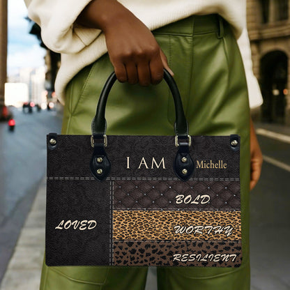 I Am (Black Brown ) - Personalized Leather Handbag YA2-Ha