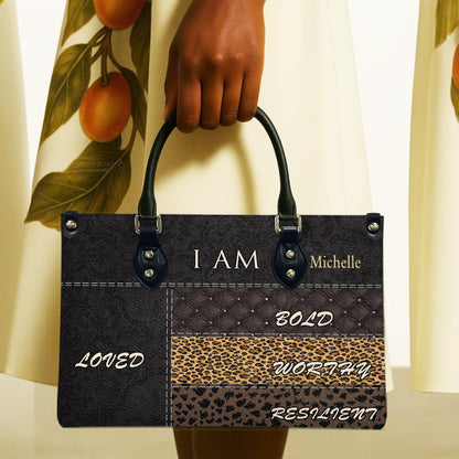 I Am (Black Brown ) - Personalized Leather Handbag YA2-Ha
