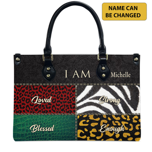 I Am (Black) - Personalized Leather Handbag YA2-Ha
