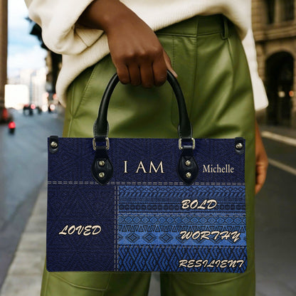 I Am (Denim) - Personalized Leather Handbag YA2-Ha