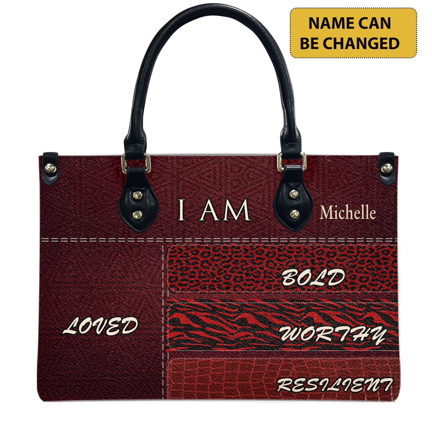I Am (Maroon 2) - Personalized Leather Handbag YA2-Ha