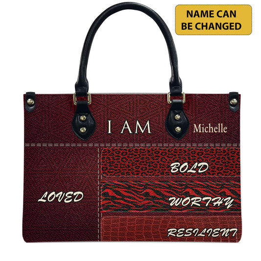 I Am (Maroon 2) - Personalized Leather Handbag YA2-Ha
