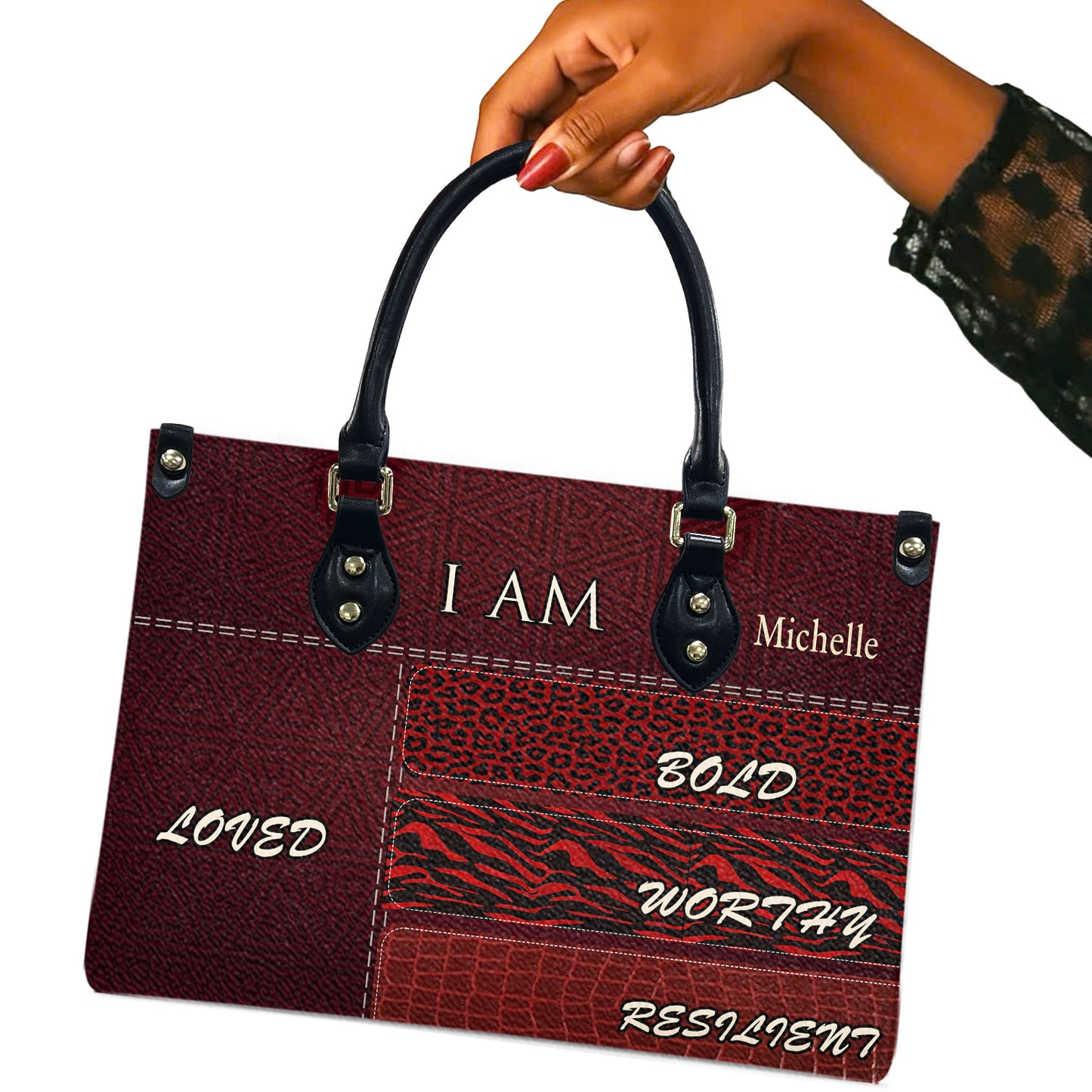 I Am (Maroon 2) - Personalized Leather Handbag YA2-Ha