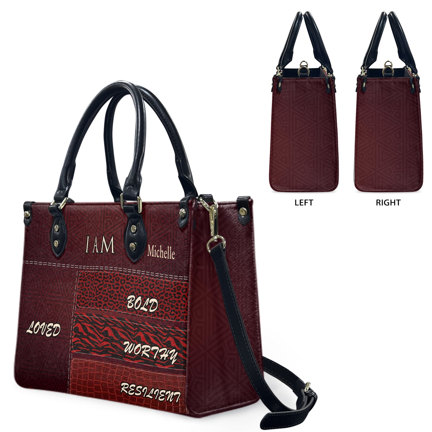 I Am (Maroon 2) - Personalized Leather Handbag YA2-Ha