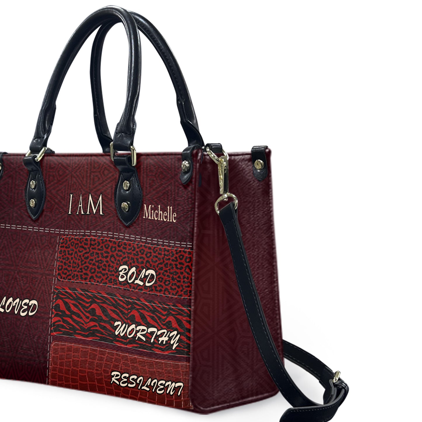 I Am (Maroon 2) - Personalized Leather Handbag YA2-Ha