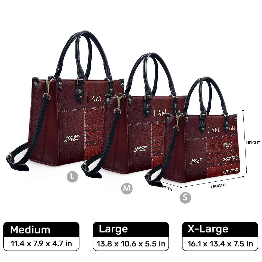 I Am (Maroon 2) - Personalized Leather Handbag YA2-Ha